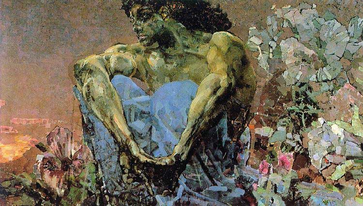 Artist: Michail Alexandrowitsch Wroubel, Demon Seated in a Garden (1980)